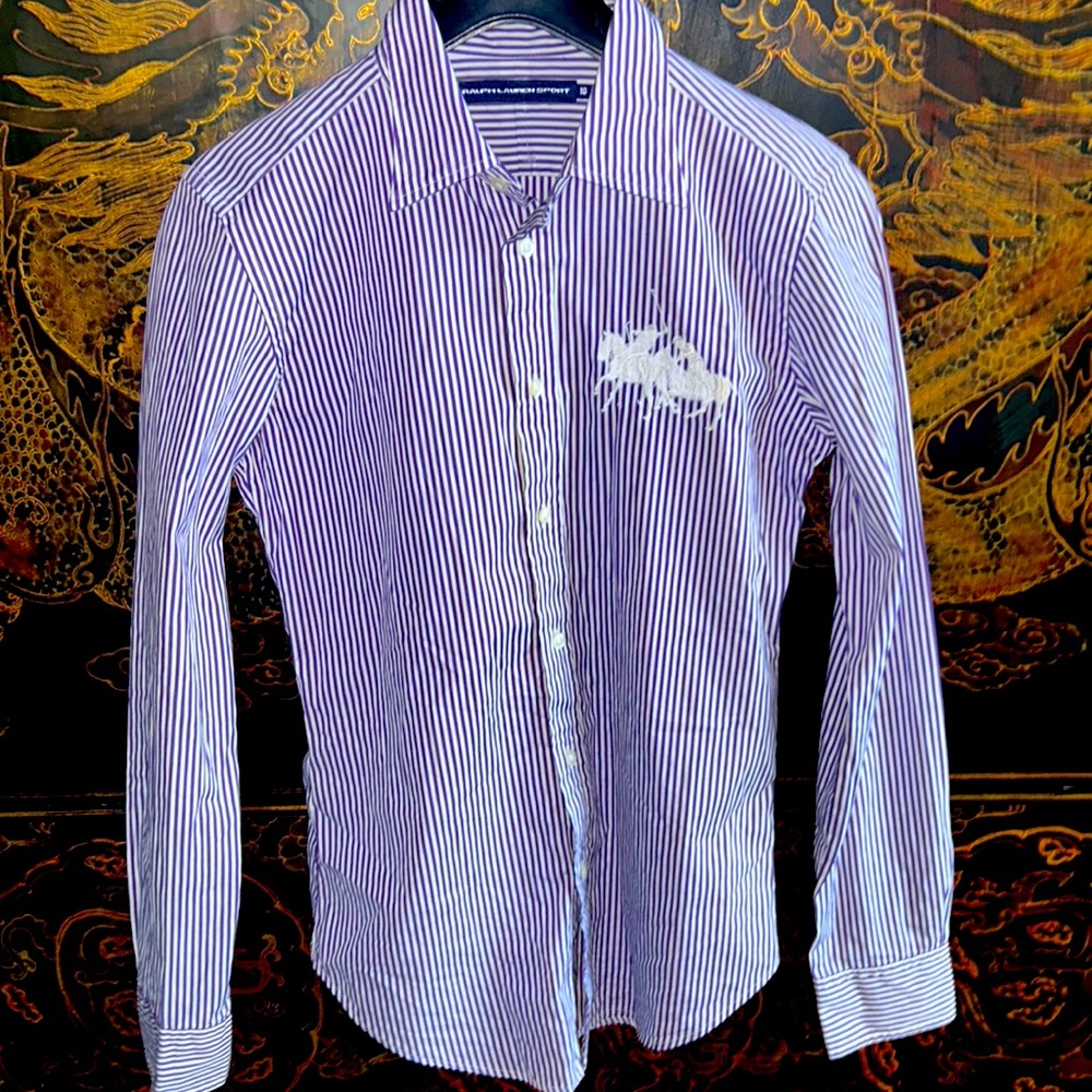 Polo RALPH LAUREN Horse patch embroidered purple stripes